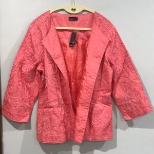 Pink Floral Embroidered Blazer